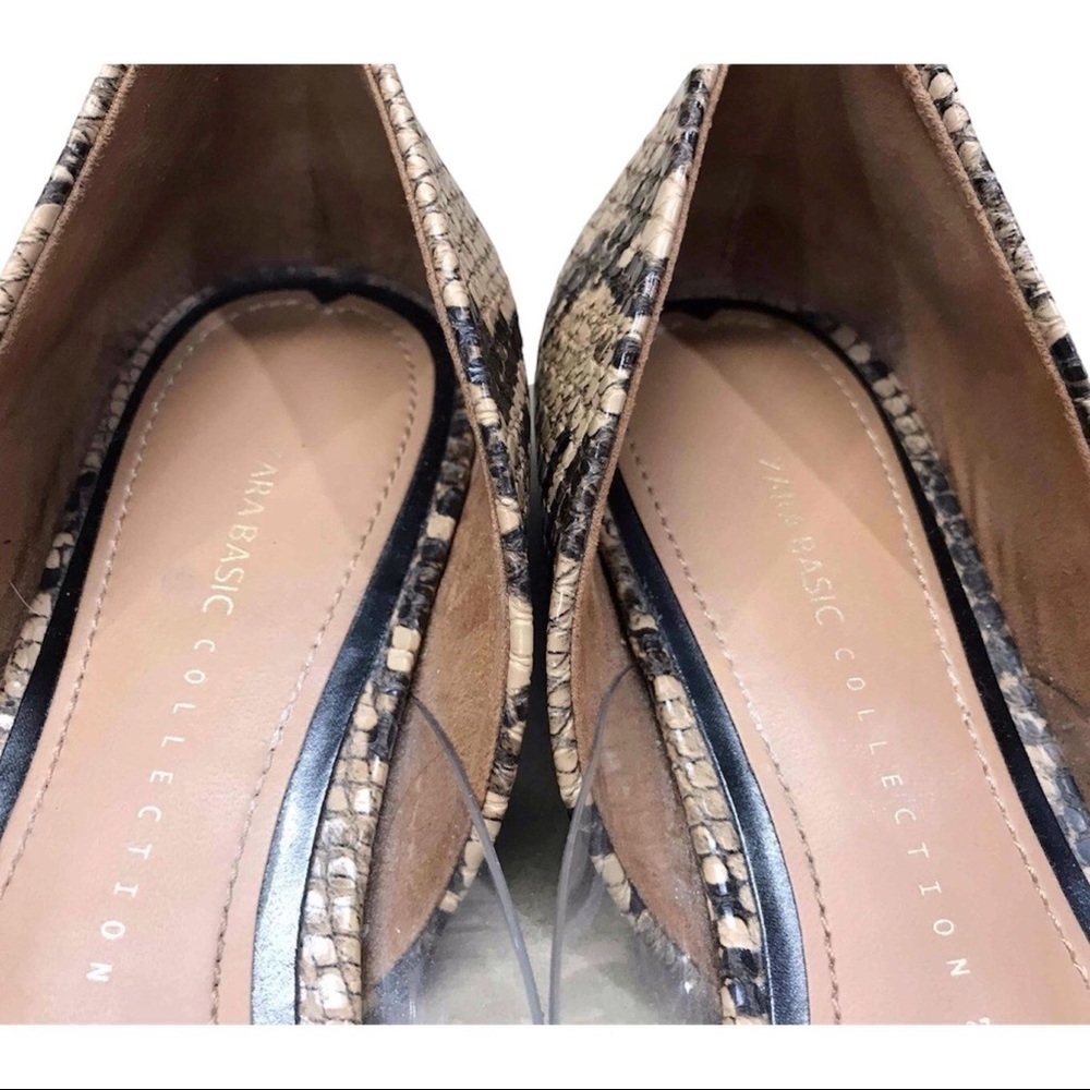 Zara Basic Snake Print Clear Panel D'Orsay Flats - Picture 3 of 9